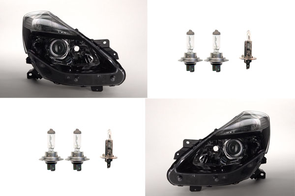 Phares Kit Halogène achats Convient pour Renault Clio Br Cr 09- H7 Avec H7 H1 Li. Re